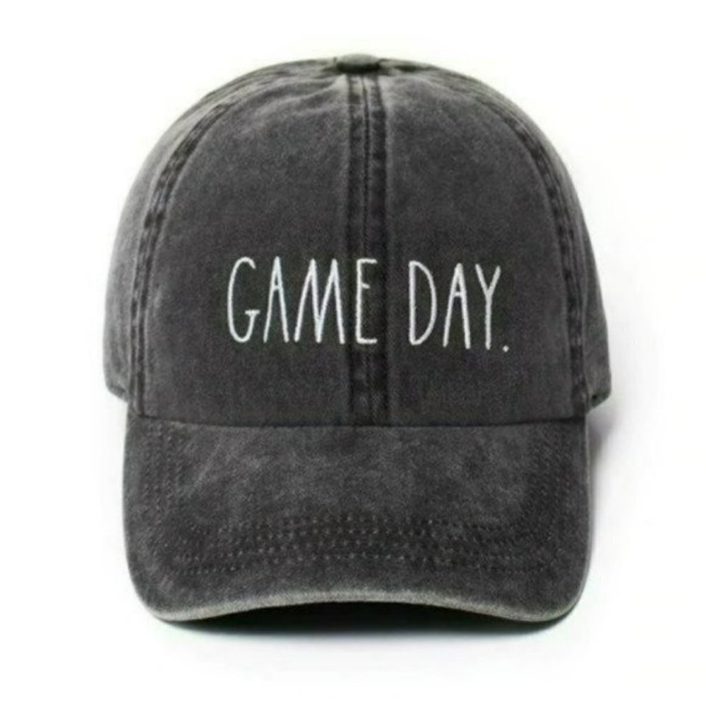 NWT Rae Dunn Game Day Embroidered Denim Baseball Cap